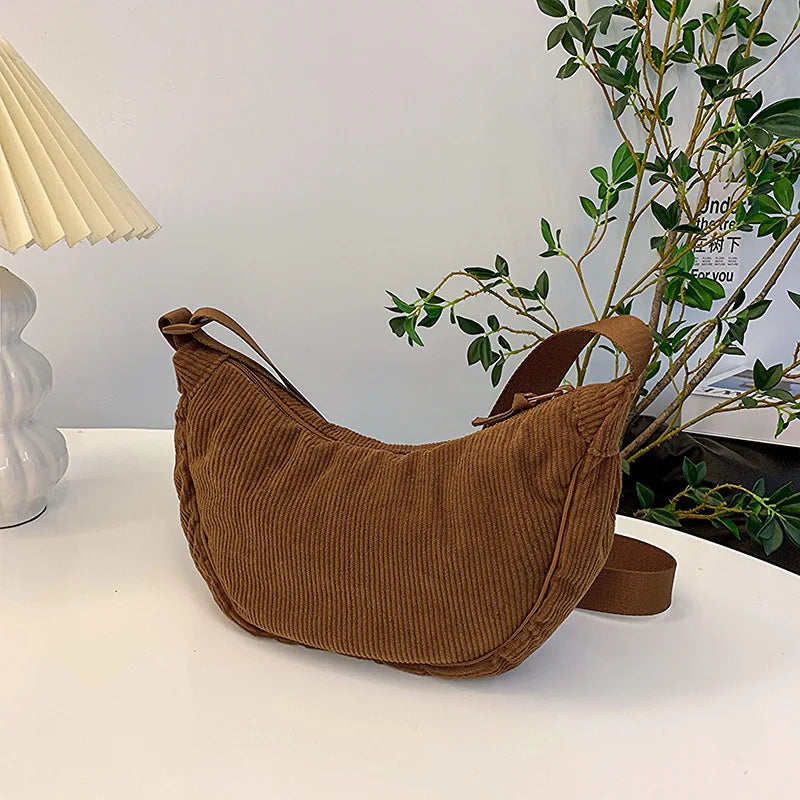 Sac Hobo  en Velours Côtelé
