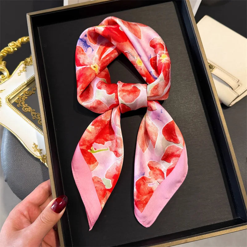 Foulard en Satin de Soie Imprimé
