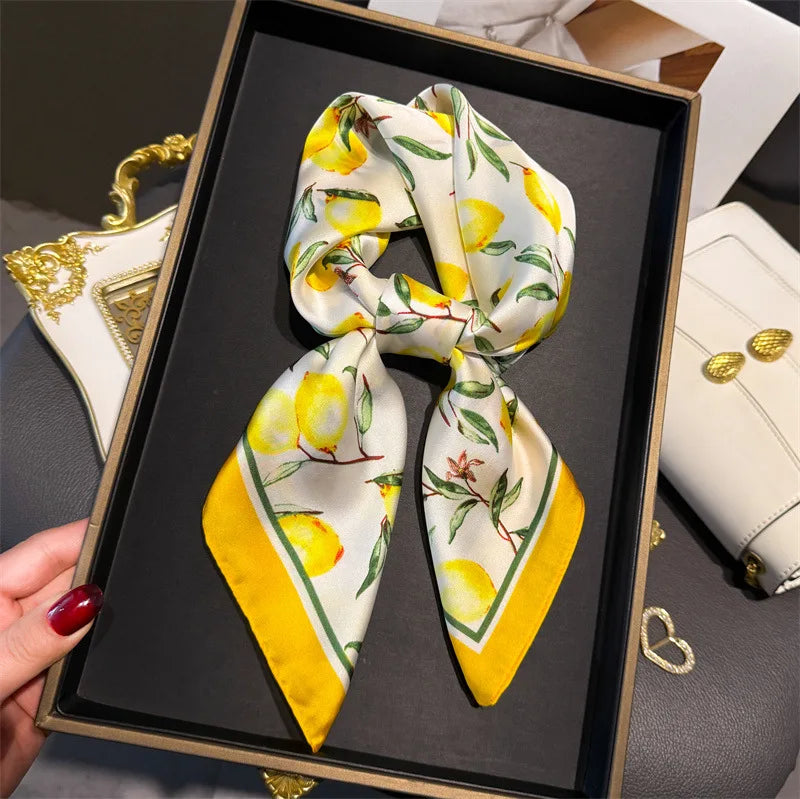 Foulard en Satin de Soie Imprimé