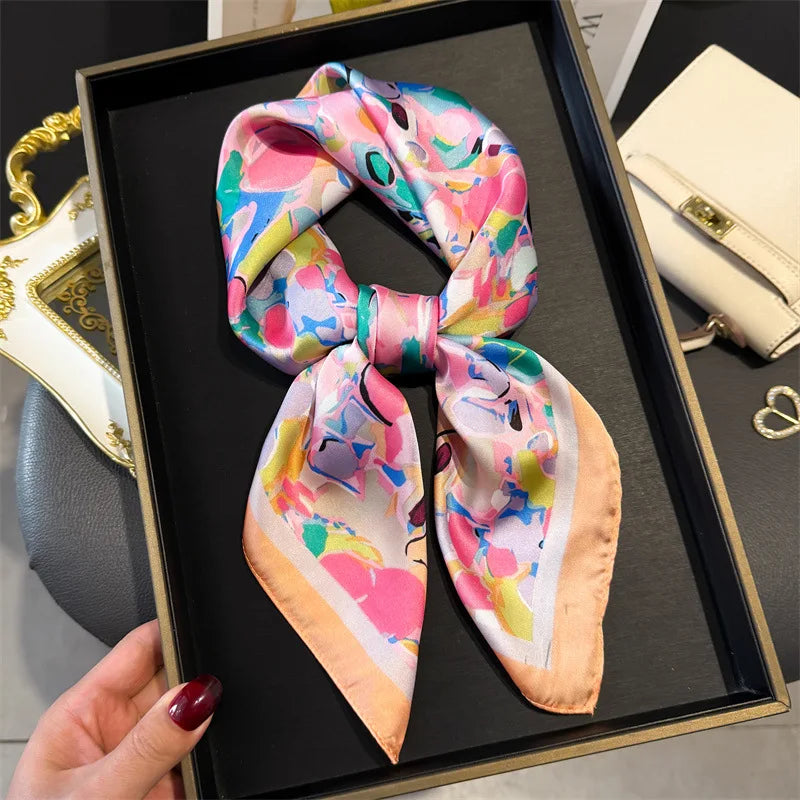 Foulard en Satin de Soie Imprimé