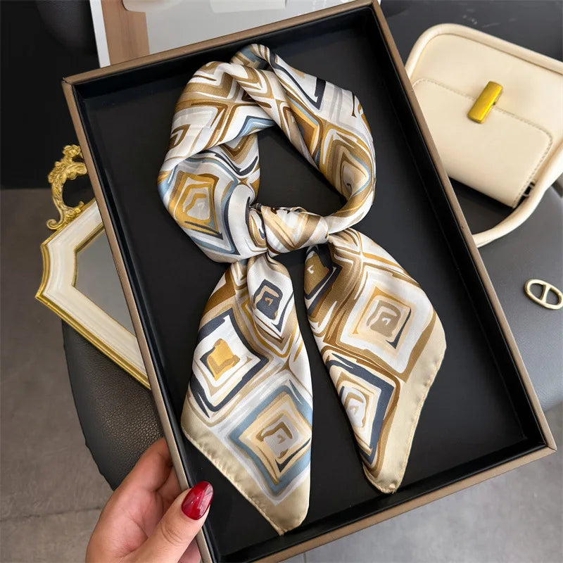 Foulard en Satin de Soie Imprimé