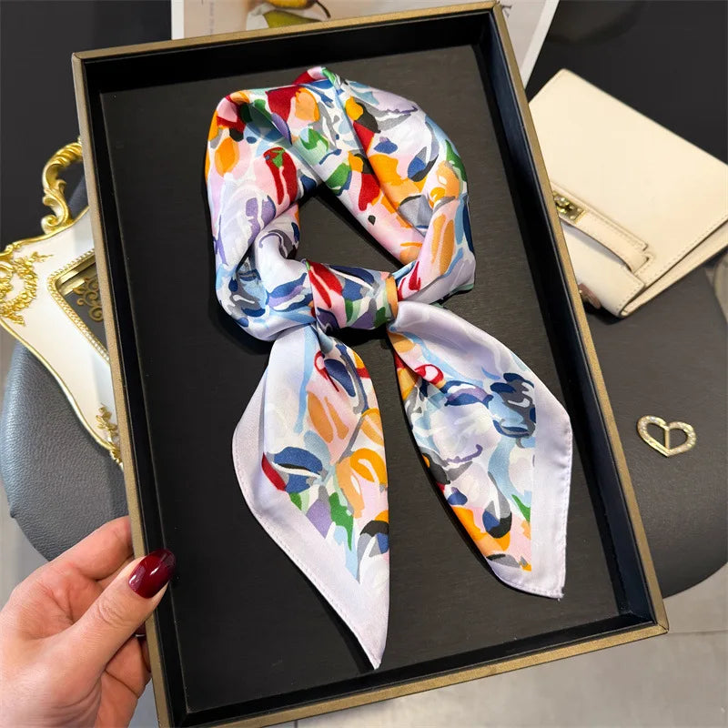 Foulard en Satin de Soie Imprimé