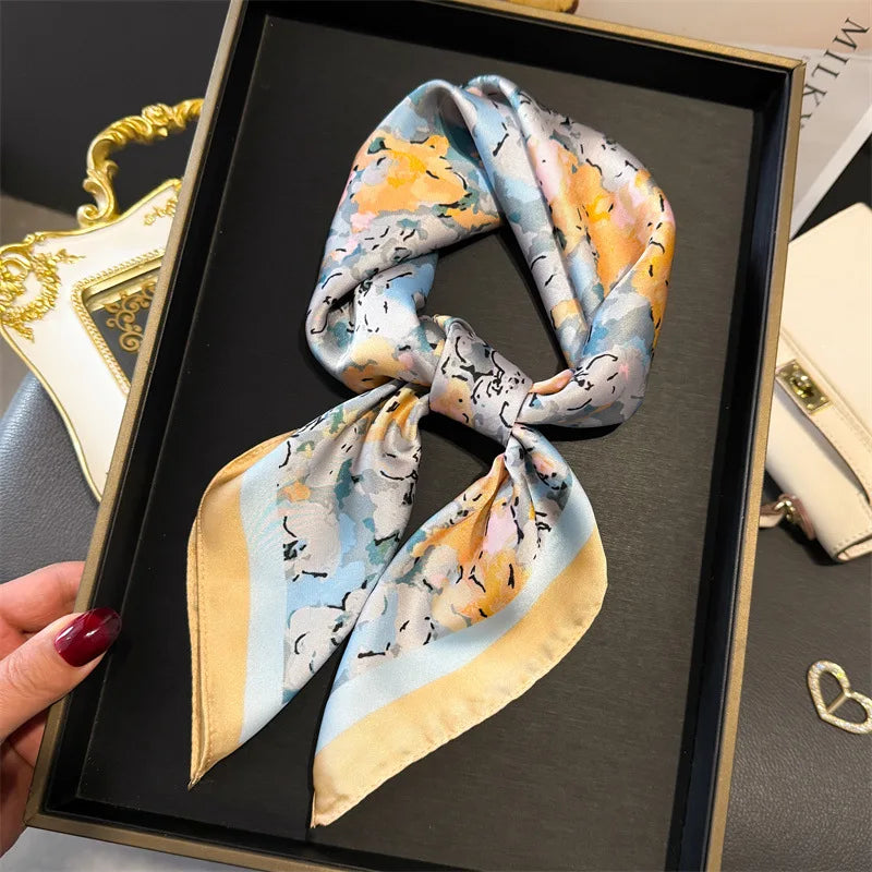Foulard en Satin de Soie Imprimé