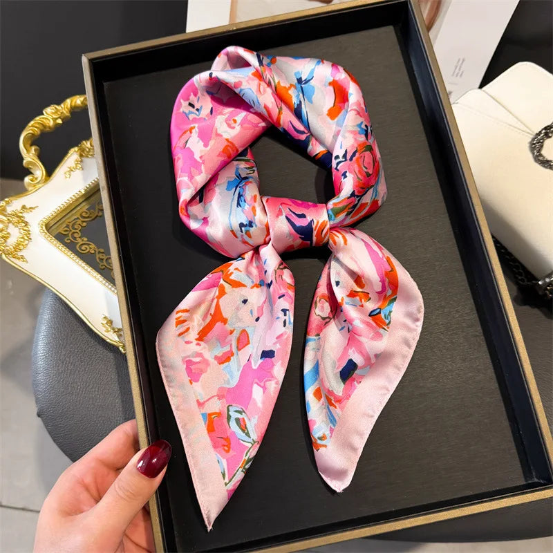Foulard en Satin de Soie Imprimé
