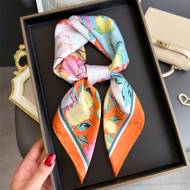 Foulard en Satin de Soie Imprimé
