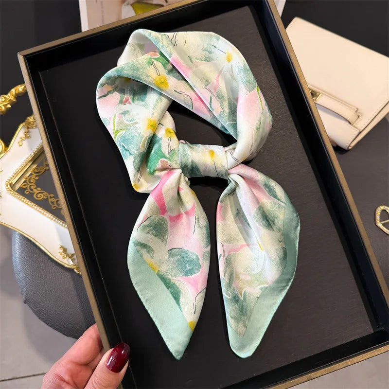 Foulard en Satin de Soie Imprimé