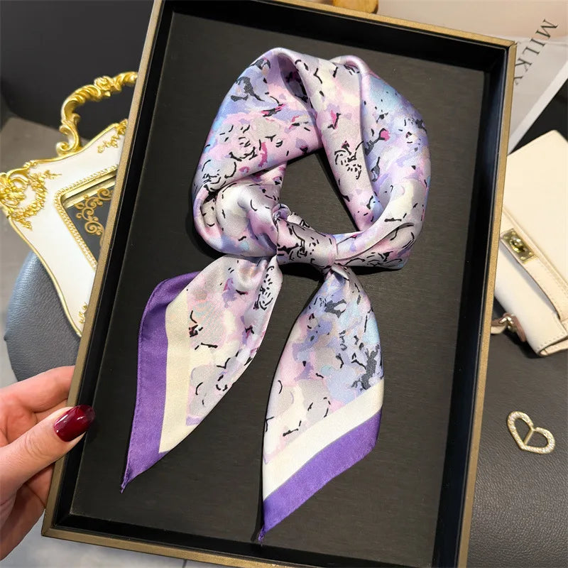 Foulard en Satin de Soie Imprimé