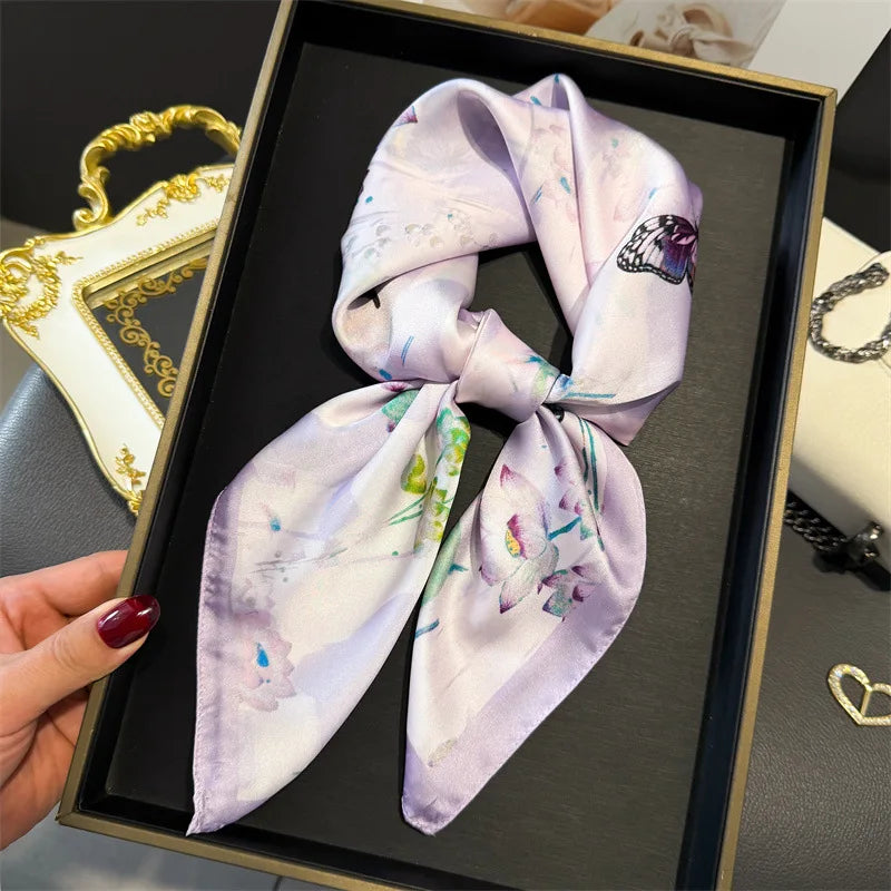 Foulard en Satin de Soie Imprimé