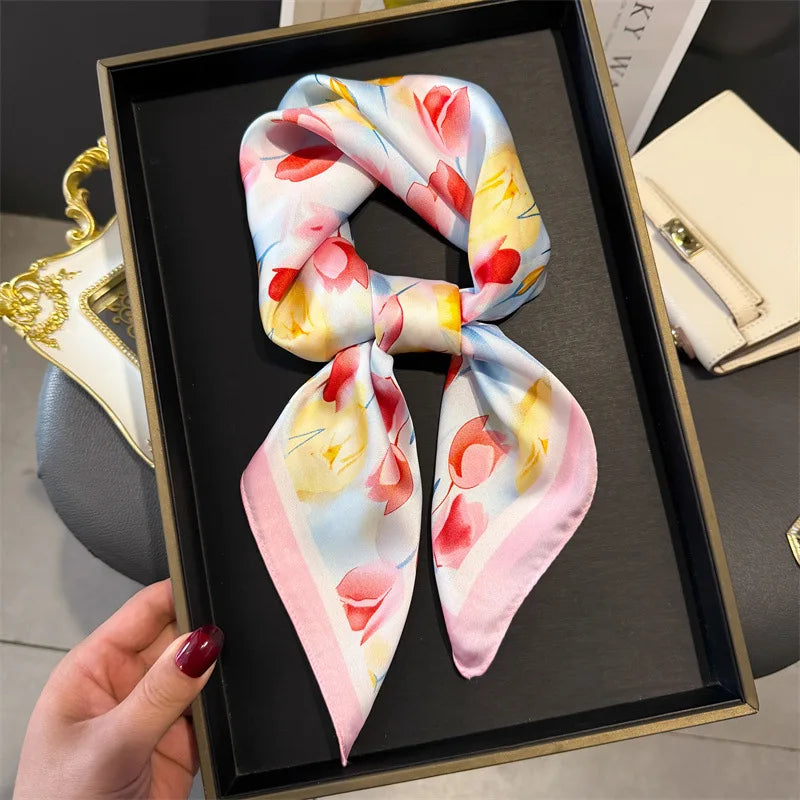 Foulard en Satin de Soie Imprimé