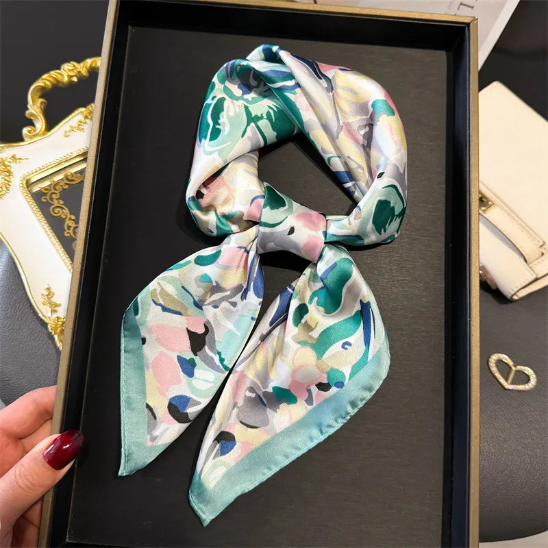 Foulard en Satin de Soie Imprimé