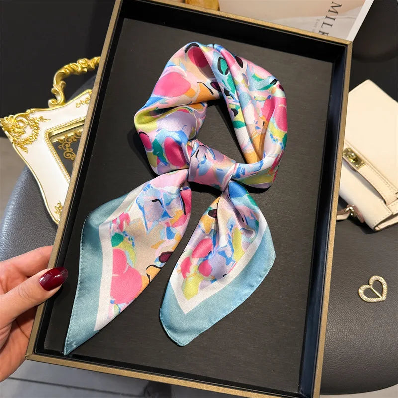 Foulard en Satin de Soie Imprimé