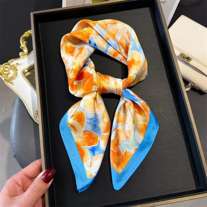 Foulard en Satin de Soie Imprimé