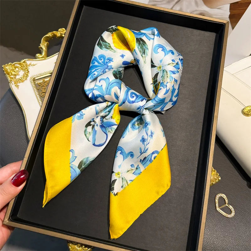 Foulard en Satin de Soie Imprimé