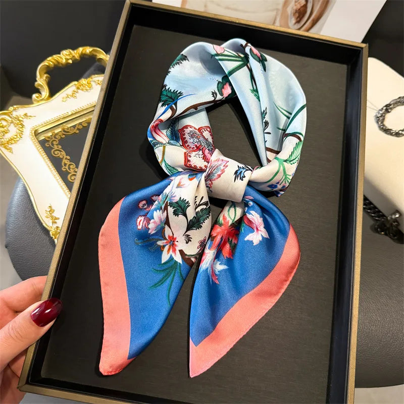 Foulard en Satin de Soie Imprimé
