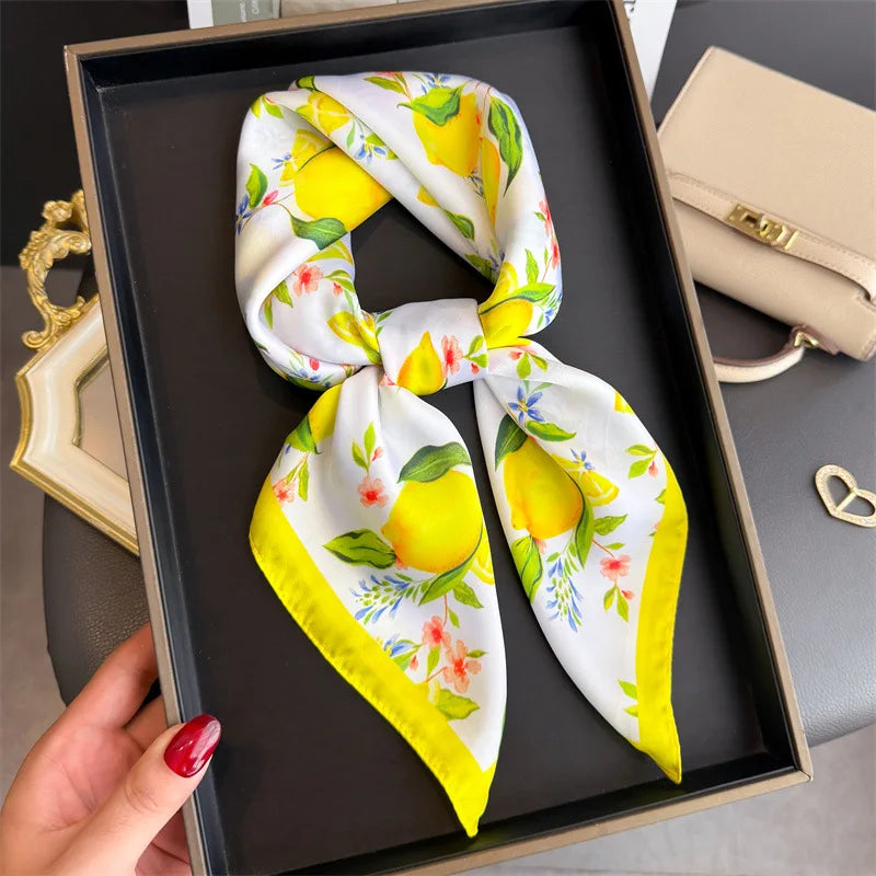 Foulard en Satin de Soie Imprimé