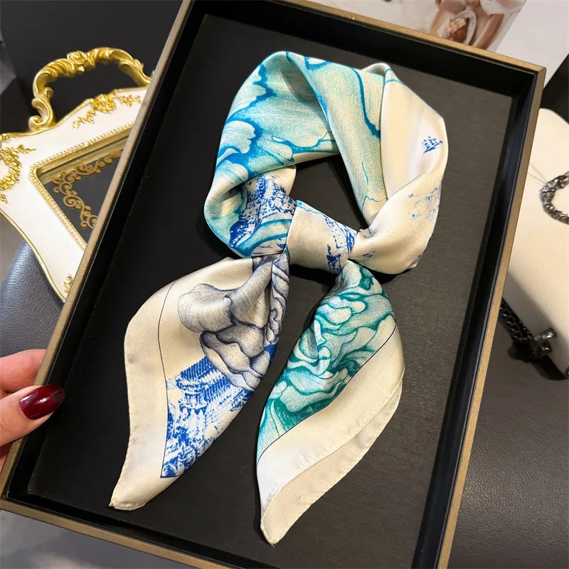 Foulard en Satin de Soie Imprimé