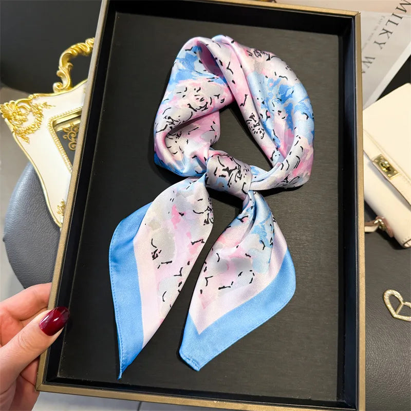Foulard en Satin de Soie Imprimé